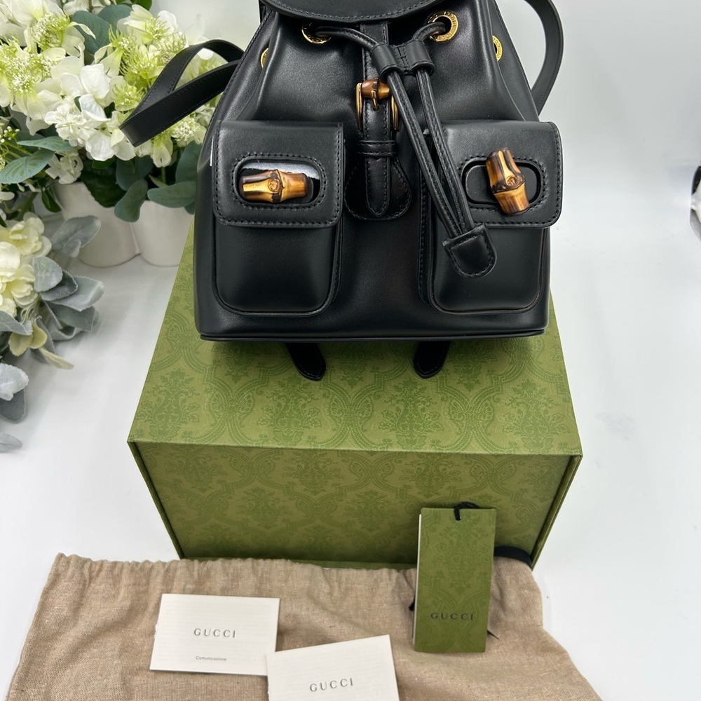 Gucci leather bamboo backpack made in Italy NWT - Picture 4 of 15